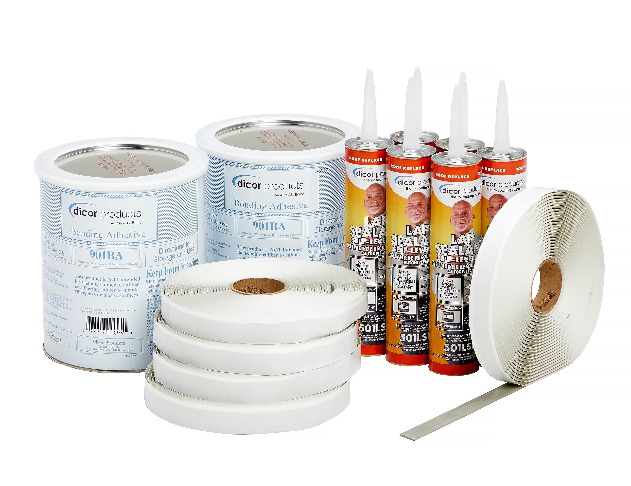 Dicor Dicor 401-CK-D RV Rubber Roof Kit - Bonding Adhesive, RV, Trailer, Motorhome Repair Butyl Tape, Lap - Outdoor Depot