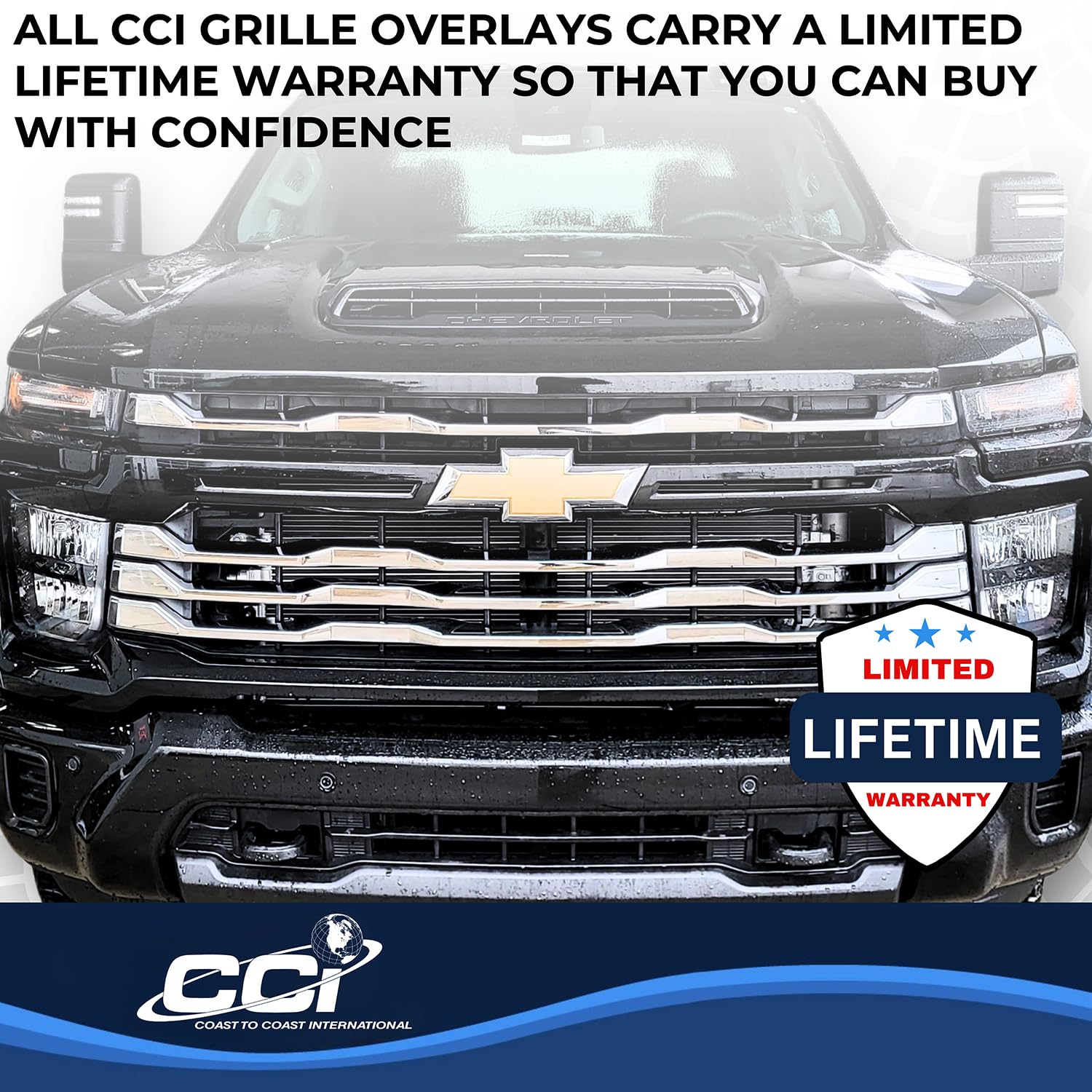 Coast to Coast International CCI Grille Insert GI208, Tape-On Overlay, 4 Piece, Chrome Plated, ABS Plastic, - Outdoor Depot