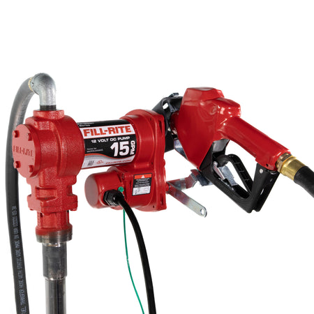 Fill-Rite Fill-Rite FR1210HA 12V 15 GPM Fuel Transfer Pump with Discharge Hose & Automatic Nozzle, Red | - Outdoor Depot
