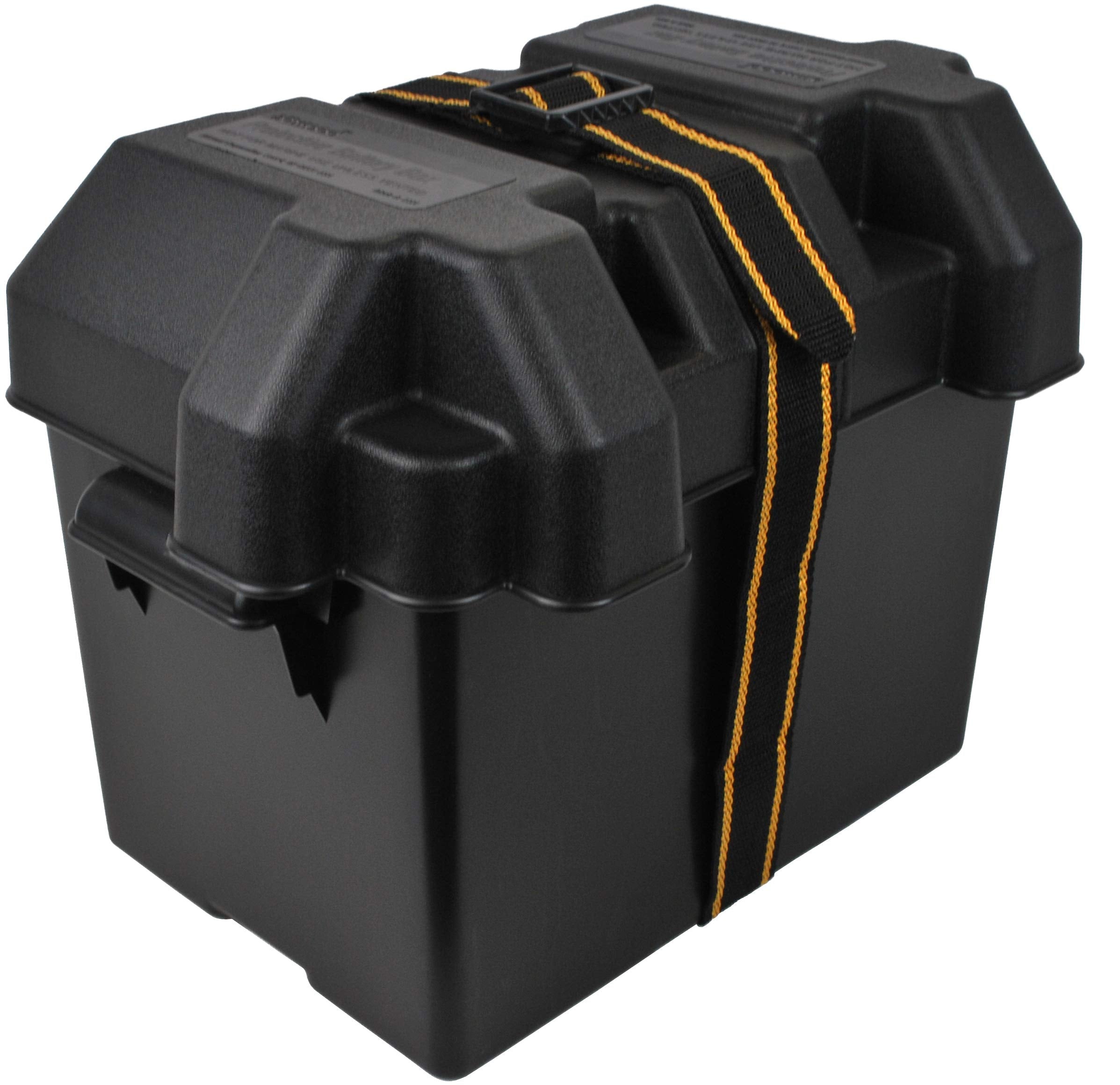 attwood Attwood 9069-1 Standard Non-Vented Battery Box with Mounting Strap, Fits Group 24 Batteries, Black - Outdoor Depot