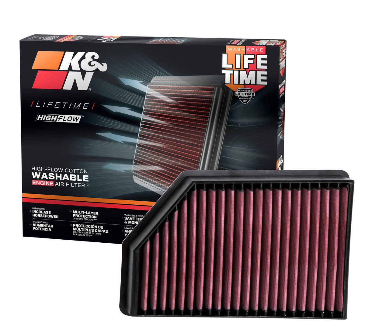 K&N K&N Performance Diesel High-Flow Lifetime Engine Air Filter: Increase Power: Premium, Washable: - Outdoor Depot
