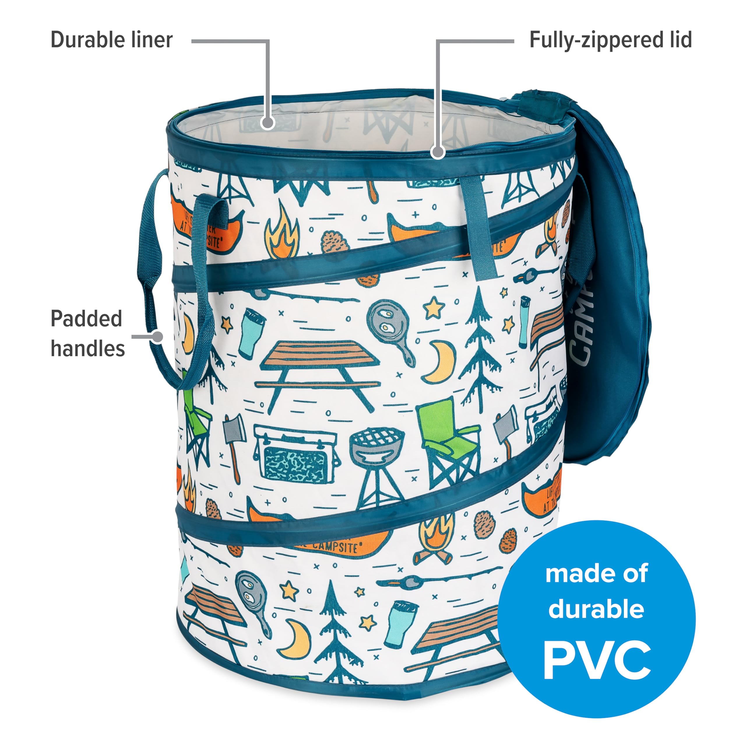 Camco Camco Pop-Up Utility Container - Use as Collapsible Trash Can When Camping - Holds 30-Gallon - Outdoor Depot