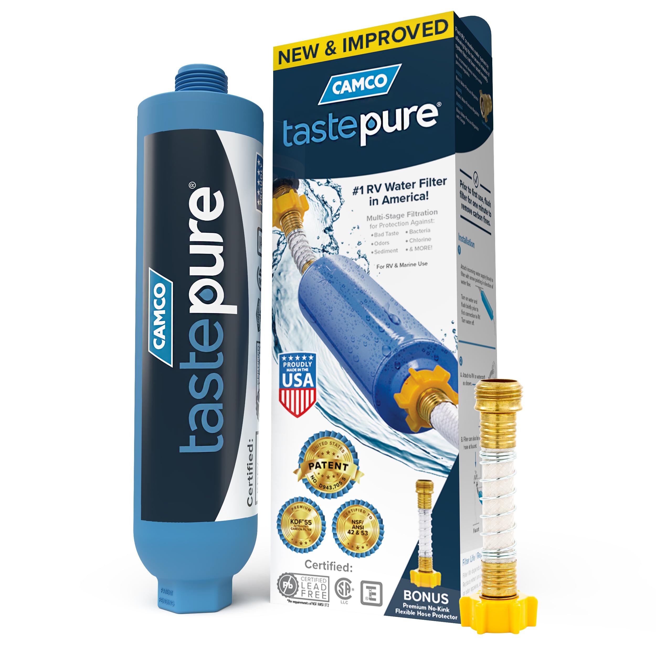 Camco Camco 40013 TastePURE KDF/Carbon Water Filter , Blue - Outdoor Depot