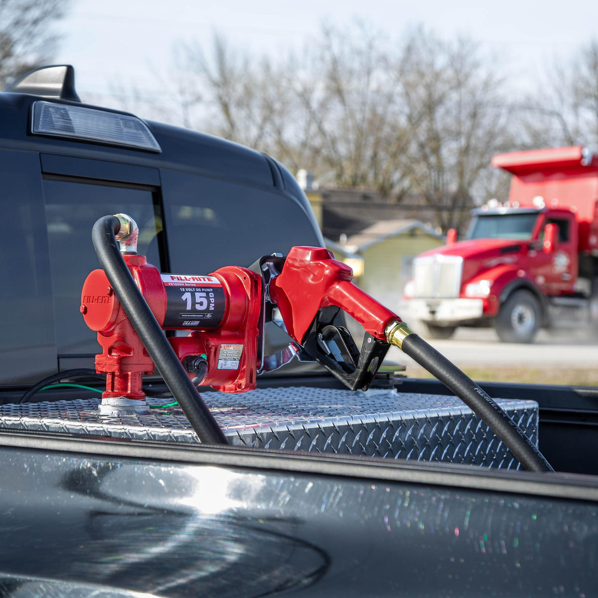 Fill-Rite Fill-Rite FR1210HA 12V 15 GPM Fuel Transfer Pump with Discharge Hose & Automatic Nozzle, Red | - Outdoor Depot