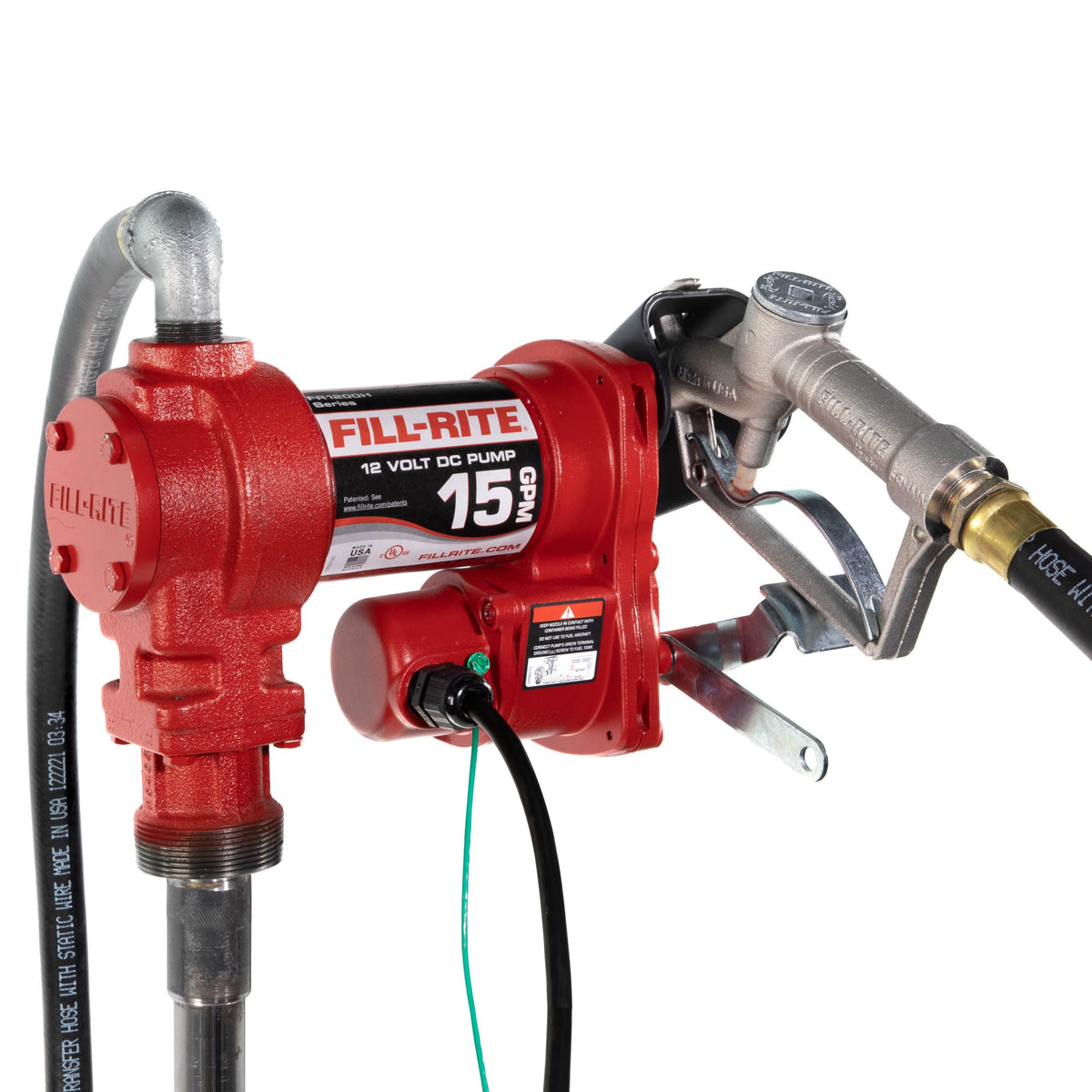 Fill-Rite Fill-Rite FR1210H 12V 15 GPM Fuel Transfer Pump with Discharge Hose & Manual Nozzle | Gasoline, - Outdoor Depot