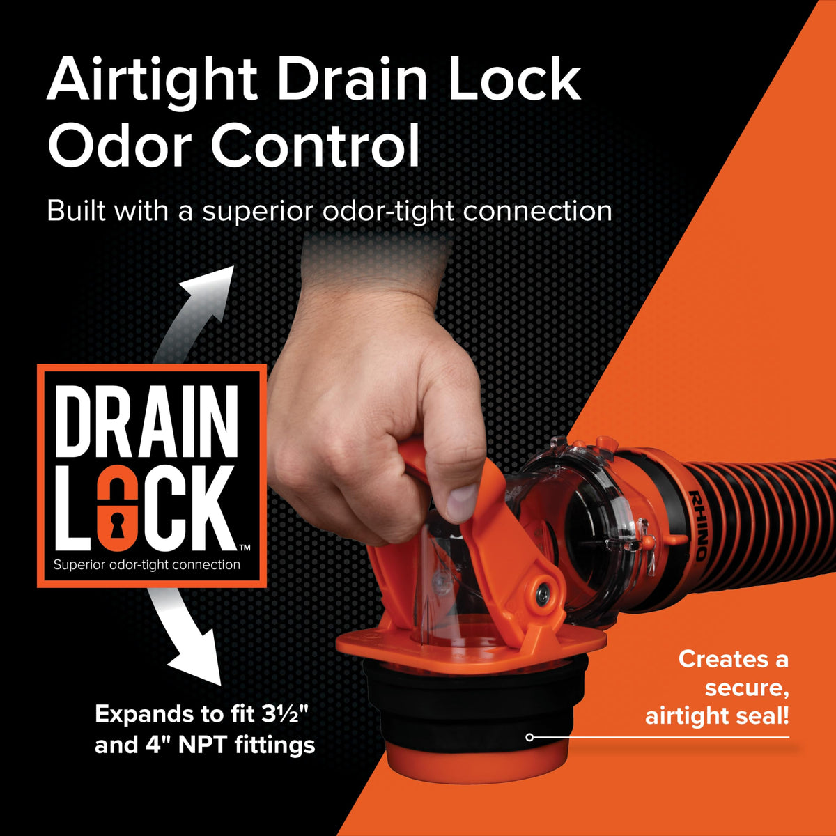 Camco Camco Rhino RV Sewer Adapter PRO - Clear Sewer Hose Elbow with Drain Lock Adapter - Includes Ergonomic - Outdoor Depot