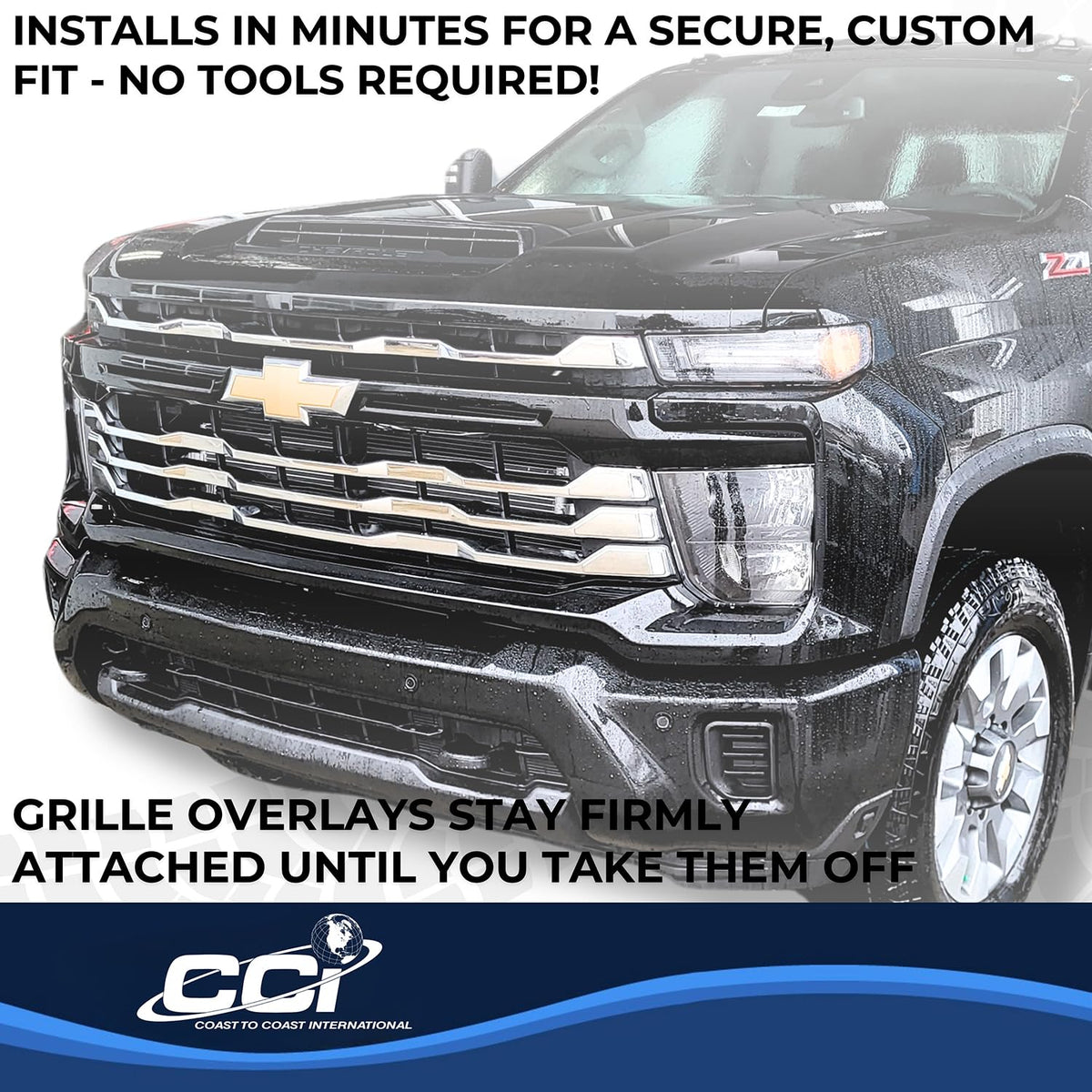 Coast to Coast International CCI Grille Insert GI208, Tape-On Overlay, 4 Piece, Chrome Plated, ABS Plastic, - Outdoor Depot