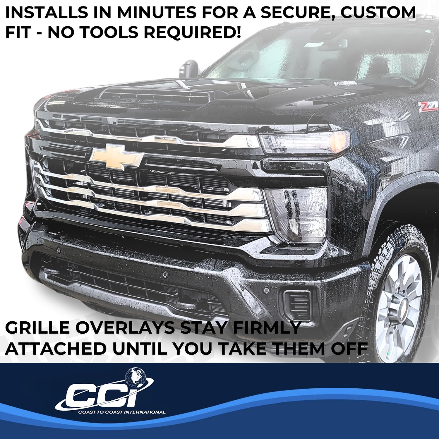 Coast to Coast International CCI Grille Insert GI208, Tape-On Overlay, 4 Piece, Chrome Plated, ABS Plastic, - Outdoor Depot
