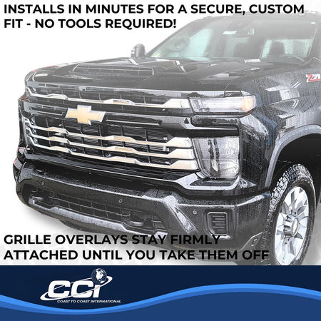 Coast to Coast International CCI Grille Insert GI208, Tape-On Overlay, 4 Piece, Chrome Plated, ABS Plastic, - Outdoor Depot