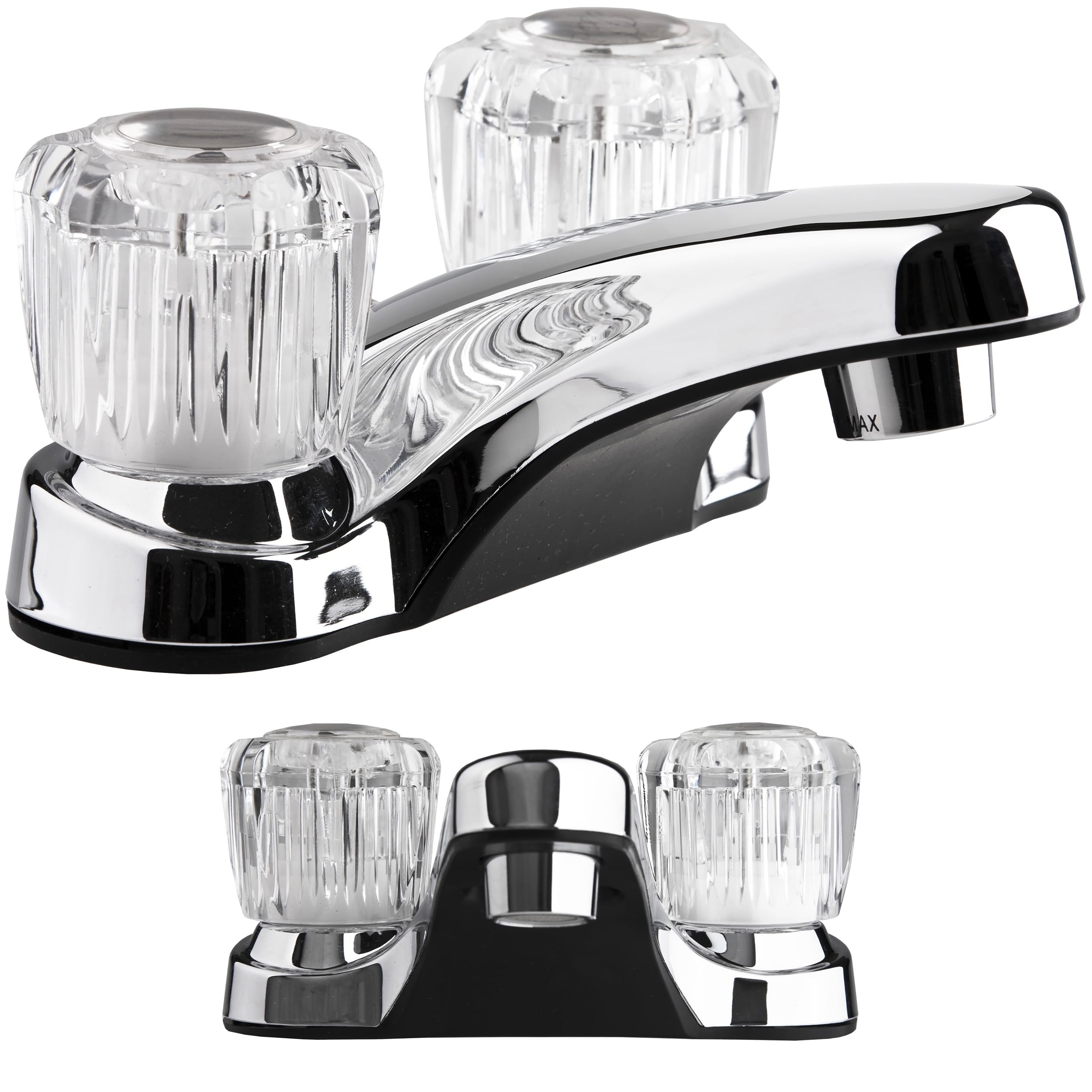Dura Faucet Dura Faucet DF-PL700A-CP RV Bathroom Sink Faucet with Clear Acrylic Knobs - 2-Handle (Chrome) - Outdoor Depot