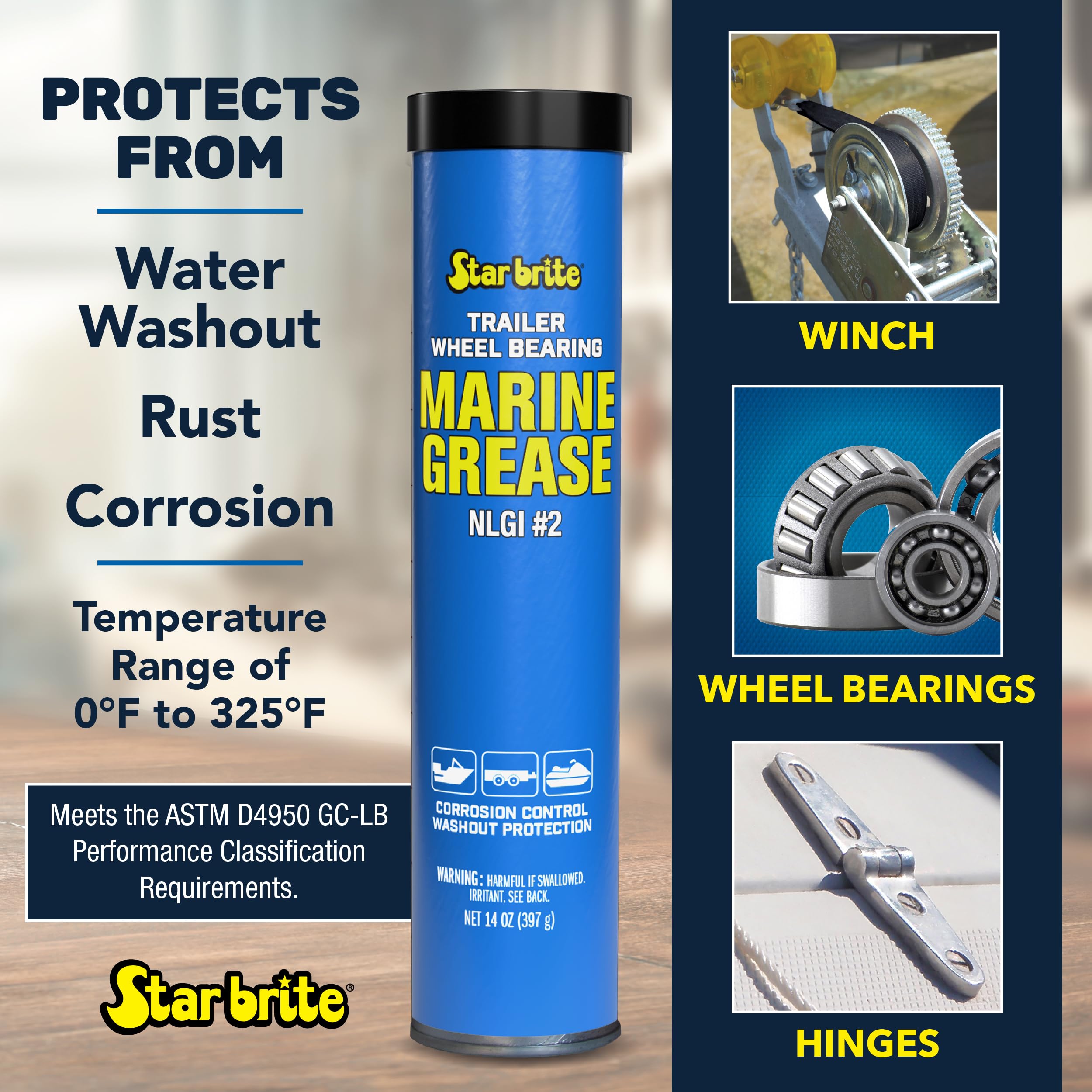 STAR BRITE STAR BRITE Wheel Bearing Grease - Boat Trailer Marine Grade - 14 OZ Grease Gun Cartridge (026014) - Outdoor Depot