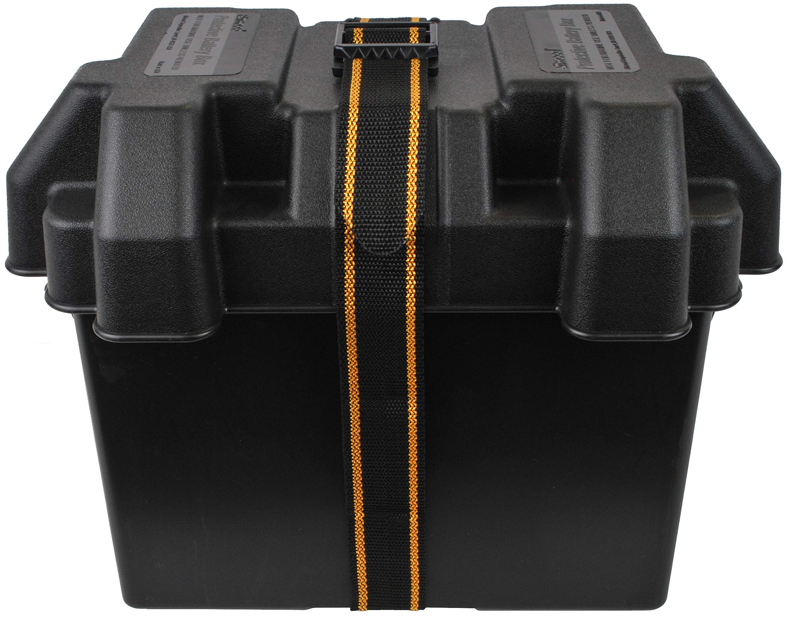 attwood Attwood 9069-1 Standard Non-Vented Battery Box with Mounting Strap, Fits Group 24 Batteries, Black - Outdoor Depot