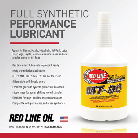 Redline Oil Red Line 50304 MT-90 75W-90 GL-4 Manual Transmission and Transaxle Lubricant (MTL)- 1 Quart - Outdoor Depot
