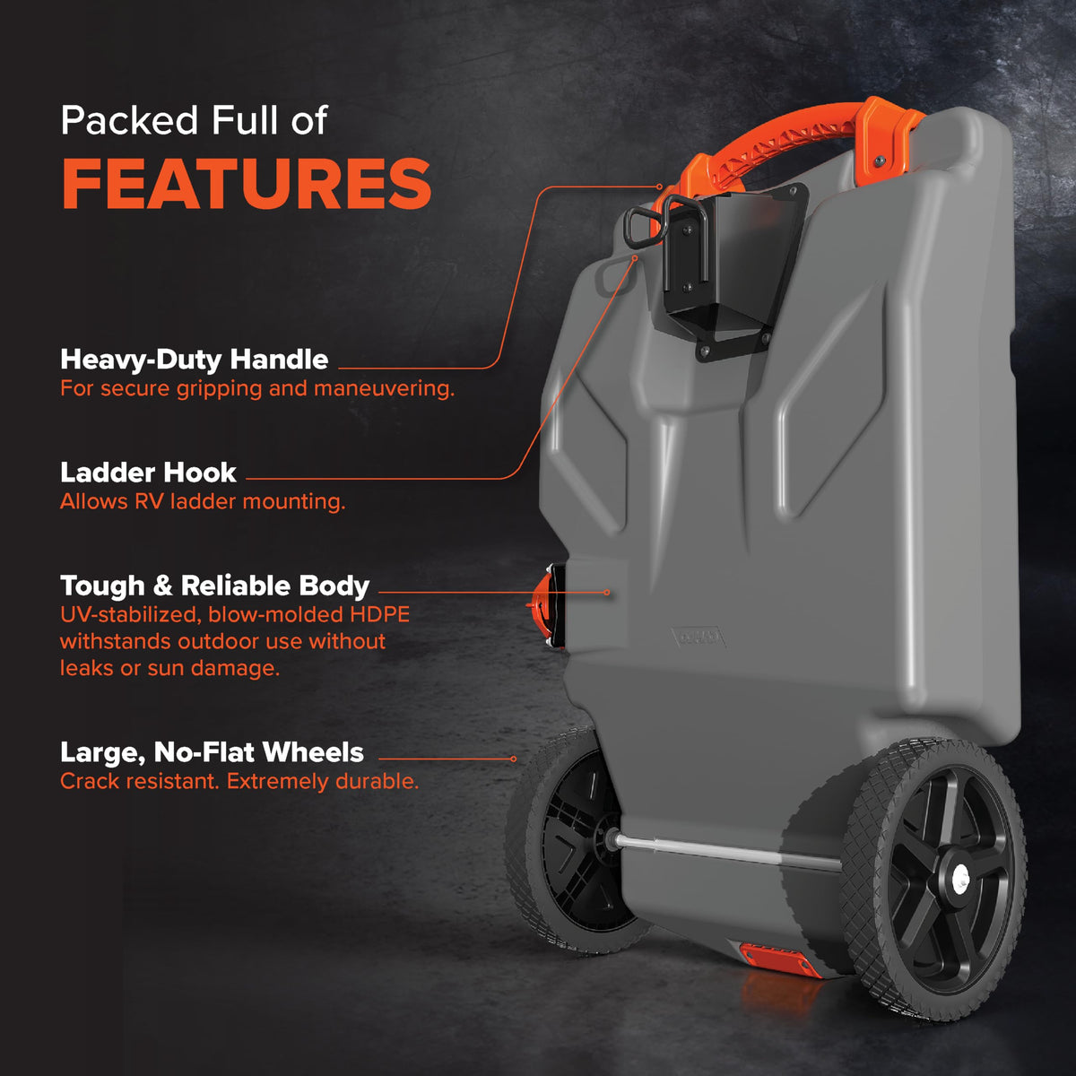 Camco Camco Rhino 28-Gallon Camper/RV Tote Tank - Features Large Heavy-Duty No-Flat Wheels & Built-in Gate - Outdoor Depot