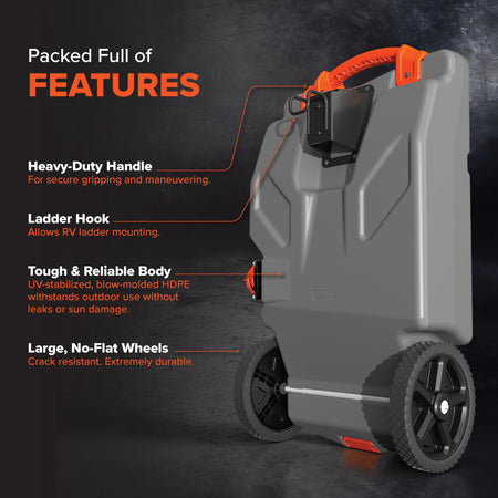 Camco Camco Rhino 28-Gallon Camper/RV Tote Tank - Features Large Heavy-Duty No-Flat Wheels & Built-in Gate - Outdoor Depot