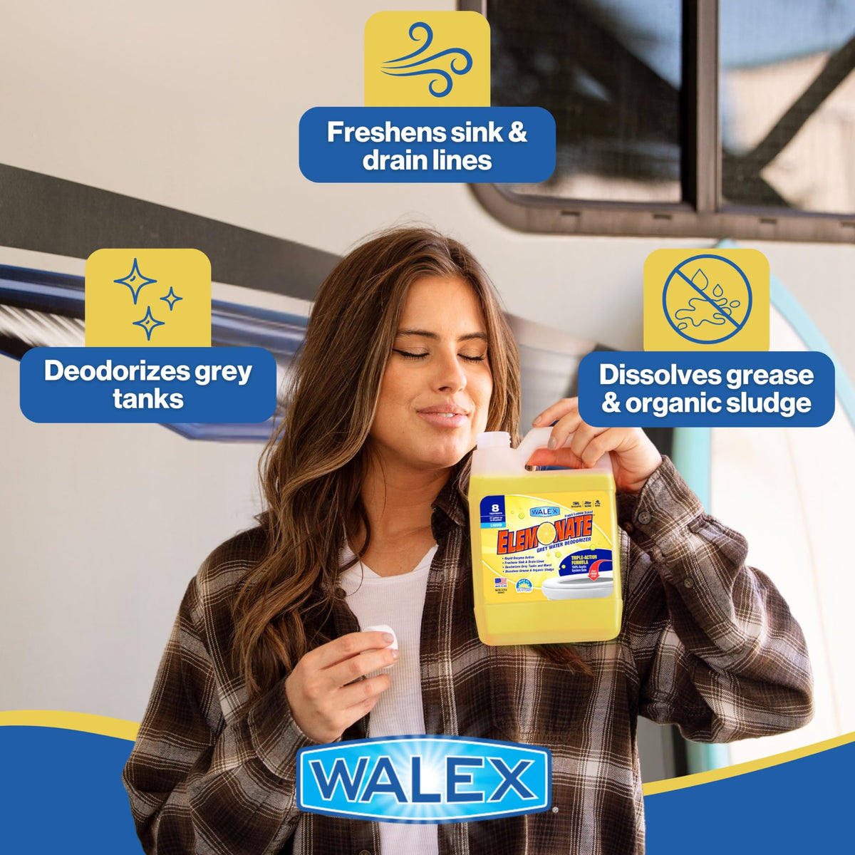 Walex Walex Elemonate Liquid Grey Water Deodorizer for RV, Camper & Marine - Dissolves Grease & Organic - Outdoor Depot