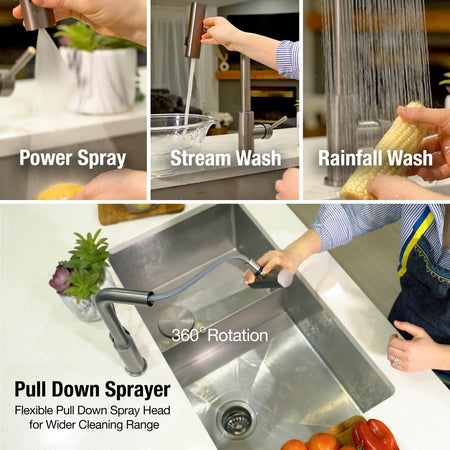 Dura Faucet Dura Faucet (DF-MK511X-MB) Rainfall RV Kitchen Faucet – Matte Black, Dual-Mode Rotating Spray - Outdoor Depot