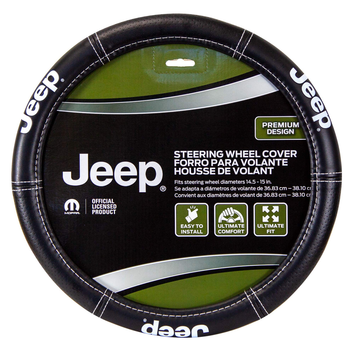 Plasticolor Plasticolor 006695R01 Jeep Deluxe High Contrast Stitching Premium Steering Wheel Cover for Cars, - Outdoor Depot