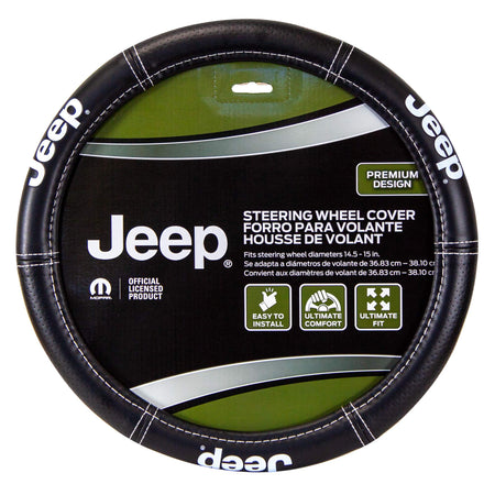 Plasticolor Plasticolor 006695R01 Jeep Deluxe High Contrast Stitching Premium Steering Wheel Cover for Cars, - Outdoor Depot