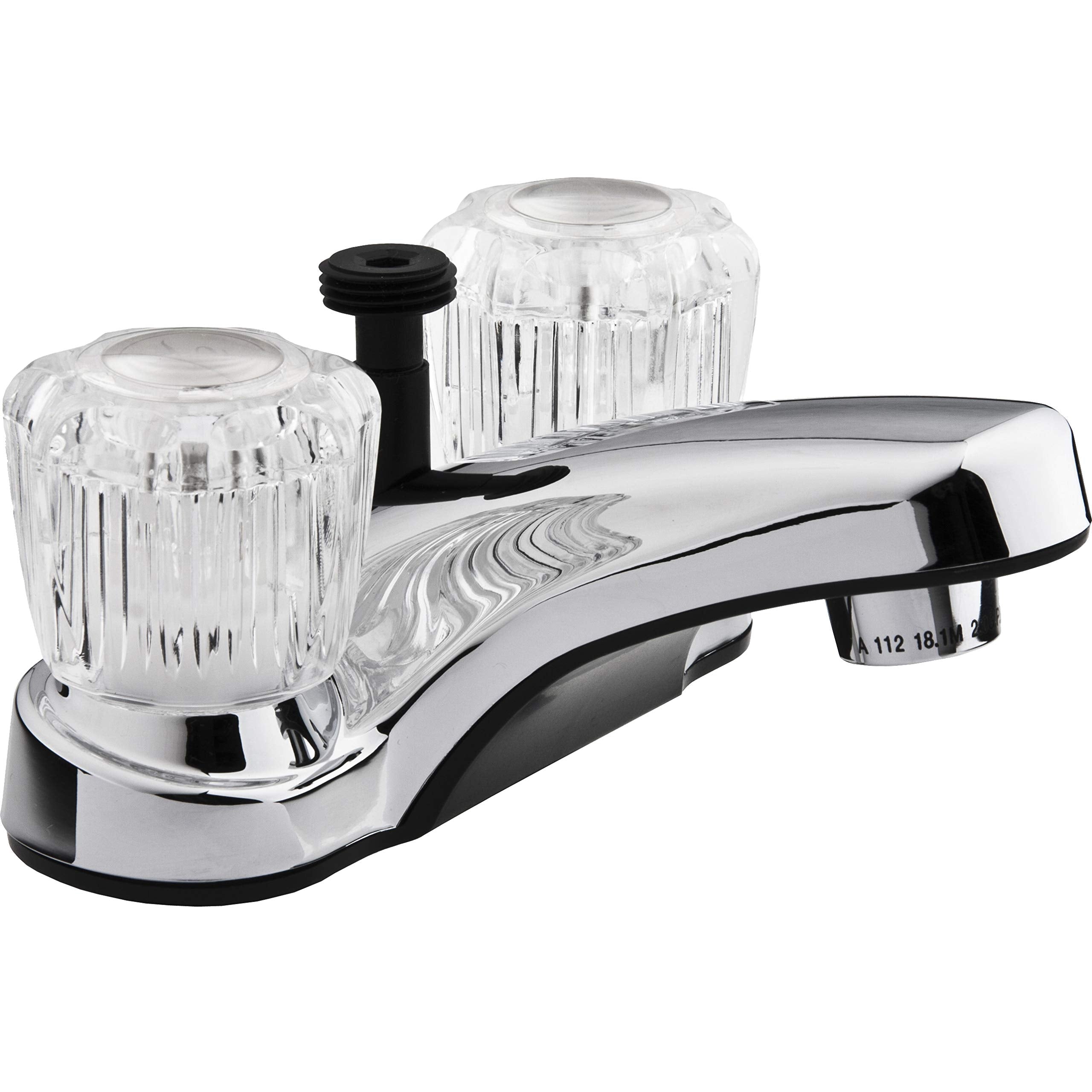 Dura Faucet Dura Faucet DF-PL720A-CP RV Bathroom Faucet with Crystal Acrylic Knobs and Shower Hose Diverter - Outdoor Depot