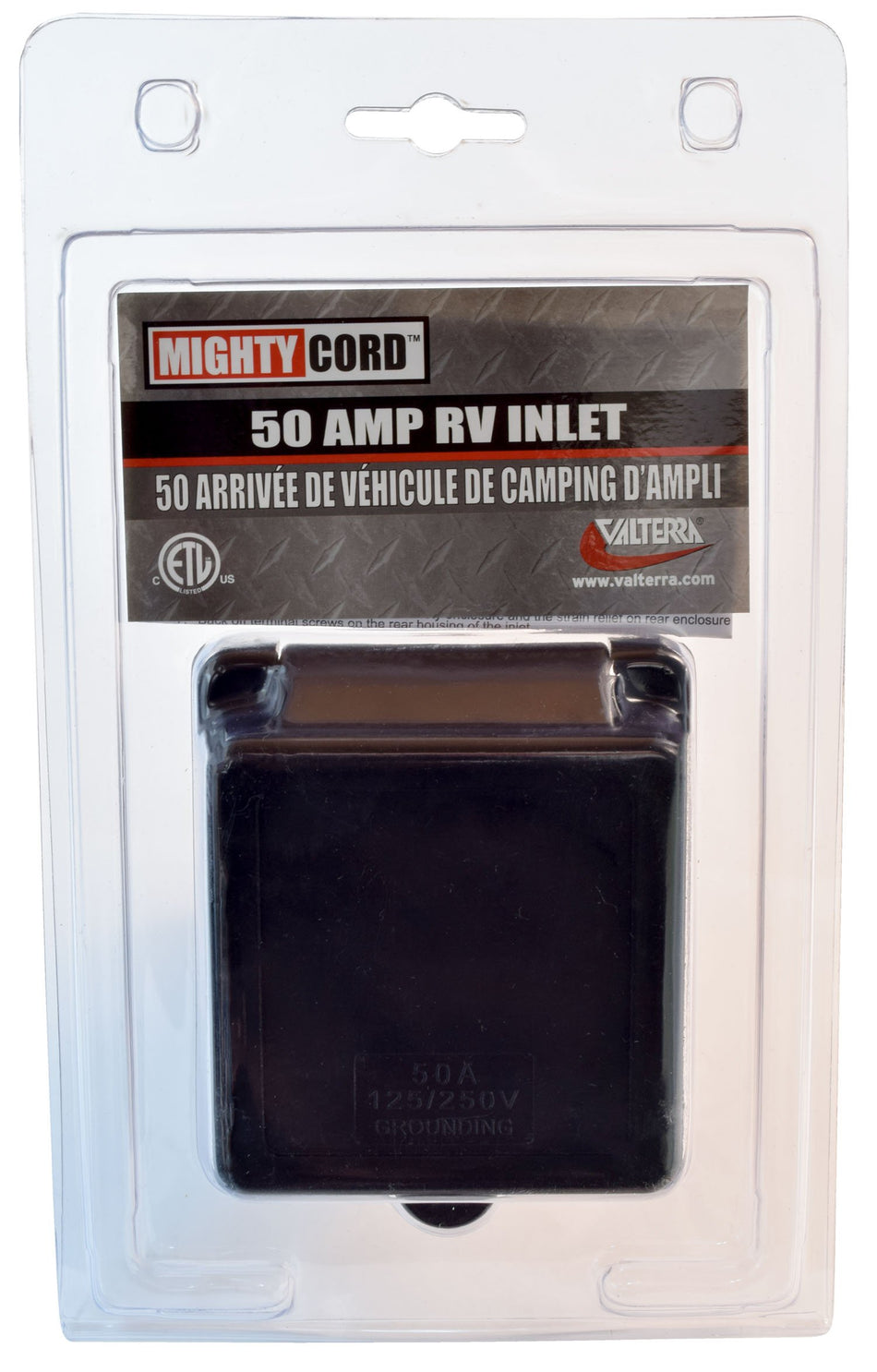 VALTERRA LLC VLPA10-50INBKVP Valterra Products  Mighty Cord 50 AMP Power Inlet; Black RV & Camper
