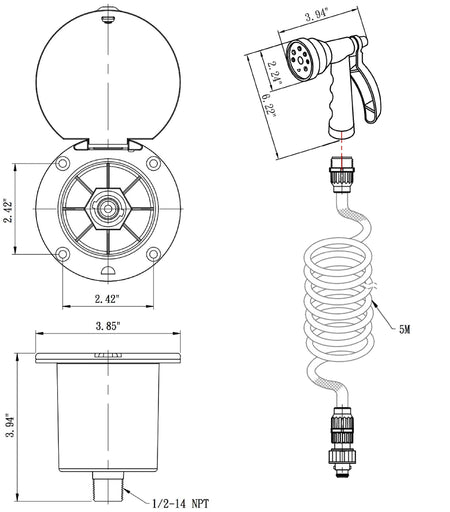Dura Faucet Dura Faucet DF-SA188-BK RV Exterior Quick Connect Detachable Sprayer, Hose, Port, and Utility - Outdoor Depot