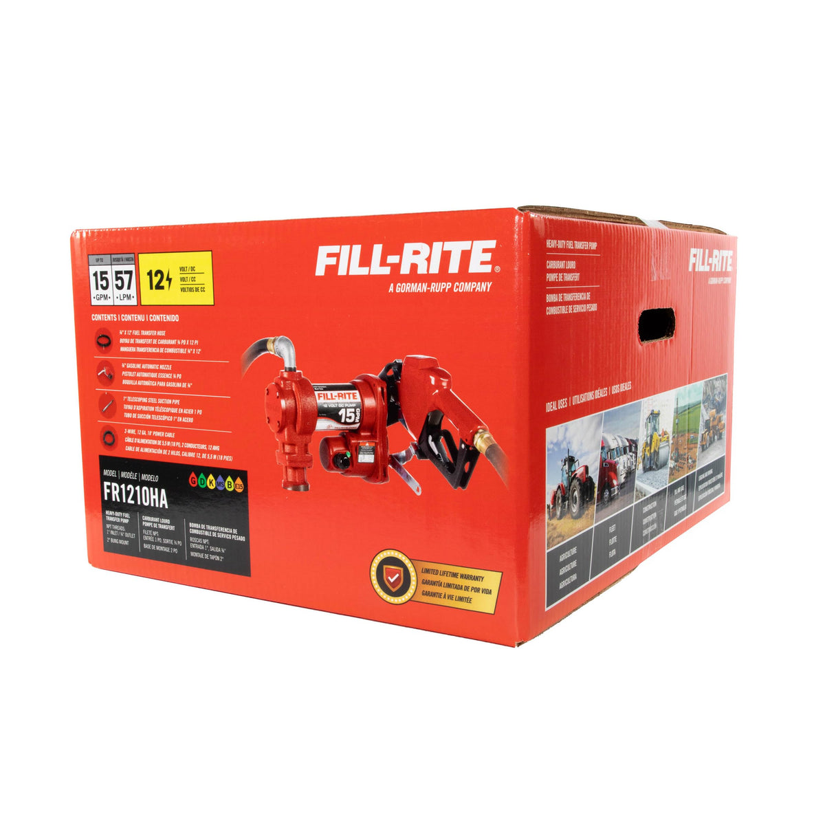 Fill-Rite Fill-Rite FR1210HA 12V 15 GPM Fuel Transfer Pump with Discharge Hose & Automatic Nozzle, Red | - Outdoor Depot