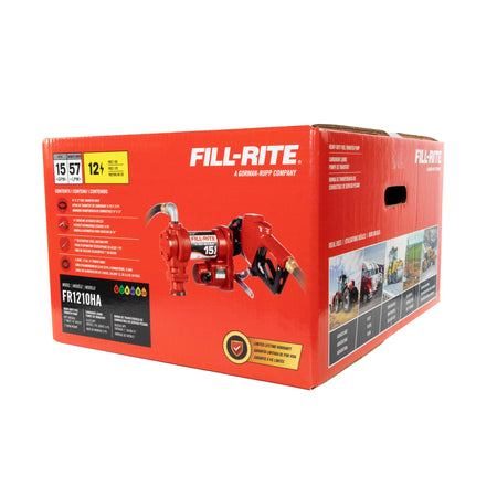 Fill-Rite Fill-Rite FR1210HA 12V 15 GPM Fuel Transfer Pump with Discharge Hose & Automatic Nozzle, Red | - Outdoor Depot
