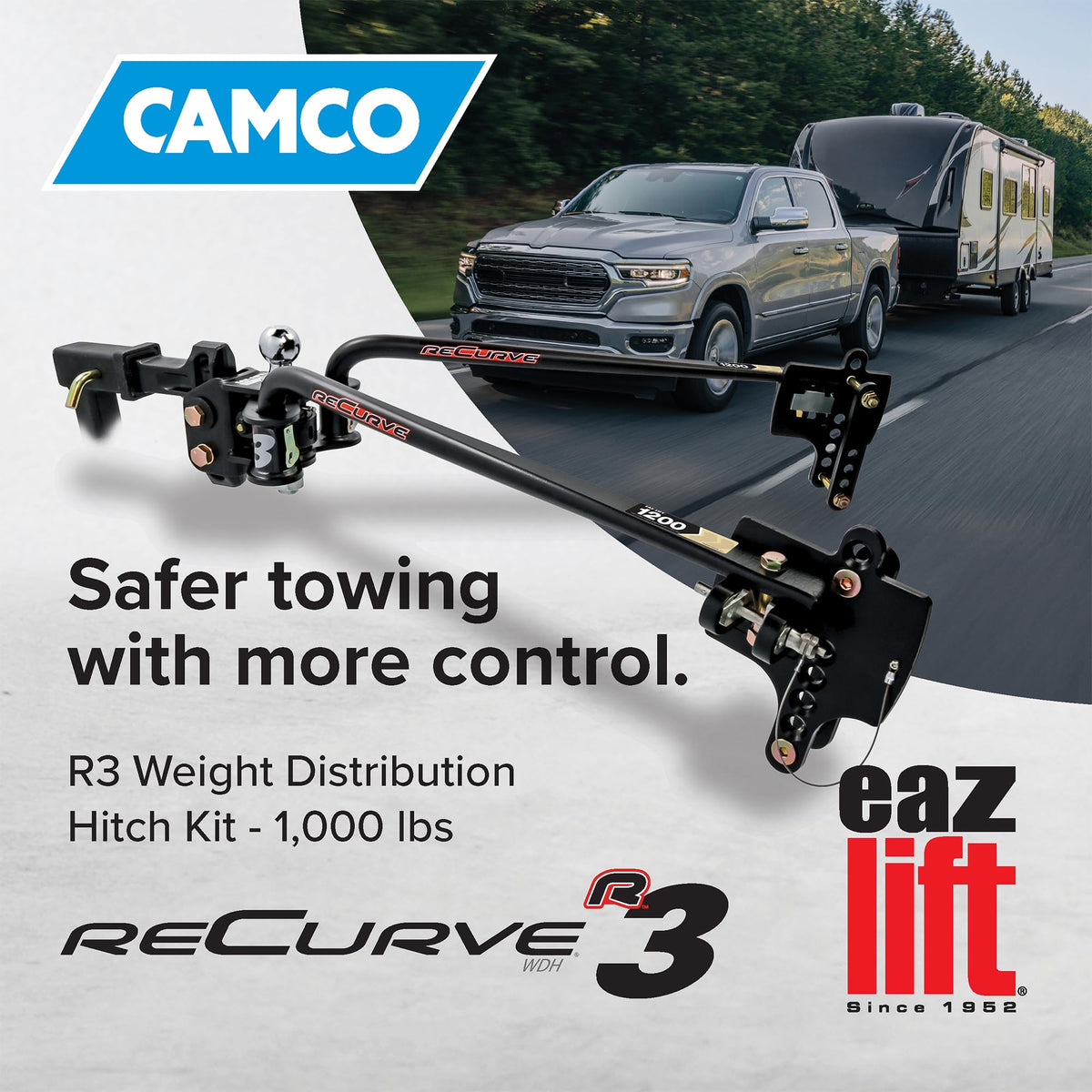 Camco Camco Eaz-Lift ReCurve R3 Weight Distribution Hitch, 1000 lb Kit with 2 5/16? Ball - Outdoor Depot