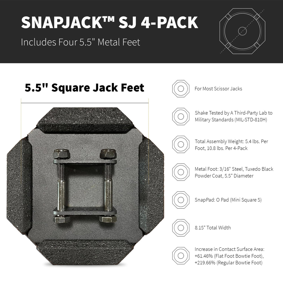 SnapPad SnapPad SnapJack™ SJ (Pack of 4) | Two-Point Trailer Jack Stands Featuring 5.5" Metal Foot | Adds - Outdoor Depot