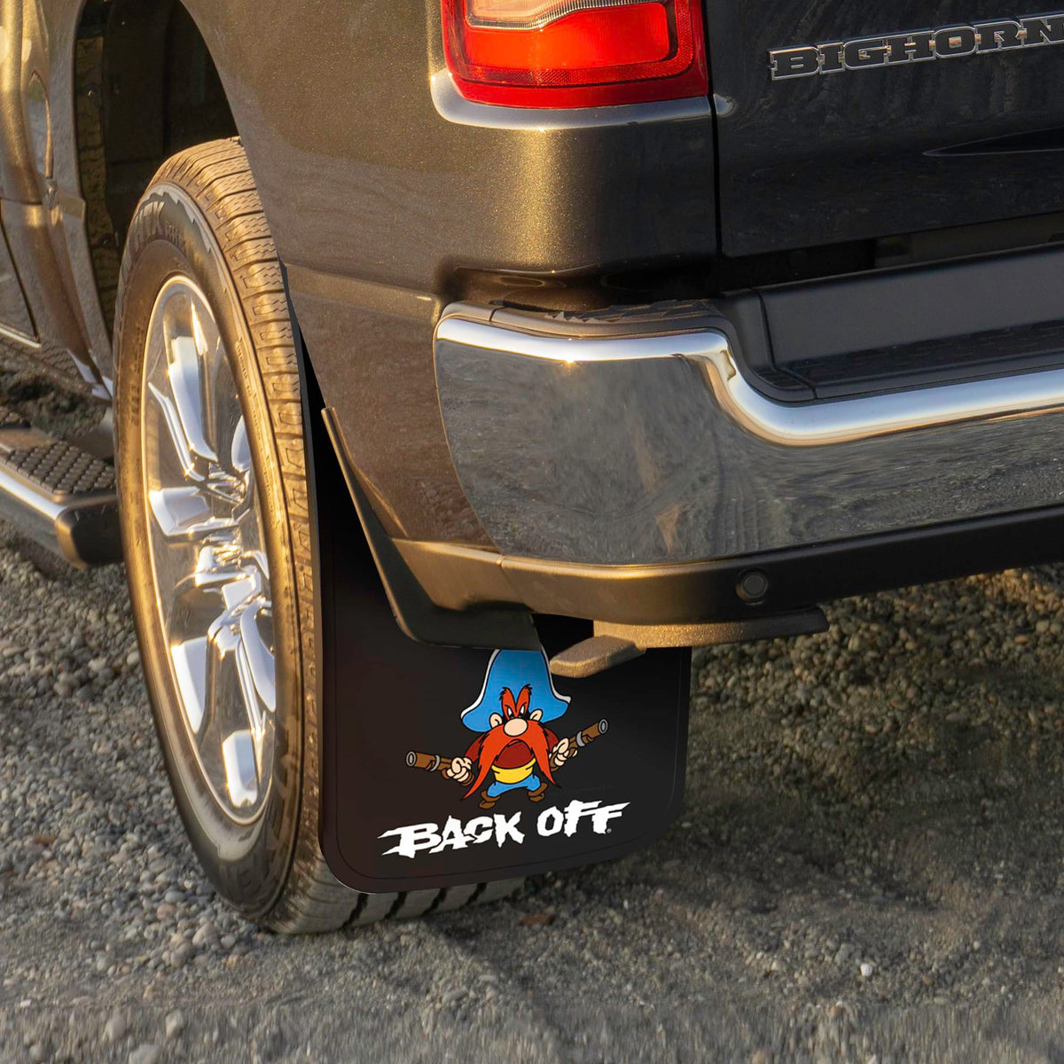 Plasticolor Plasticolor 000502R01 Yosemite Sam Back Off Easy Fit Mud Guard 11" - Set of 2,Multi-colored - Outdoor Depot