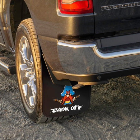 Plasticolor Plasticolor 000502R01 Yosemite Sam Back Off Easy Fit Mud Guard 11" - Set of 2,Multi-colored - Outdoor Depot