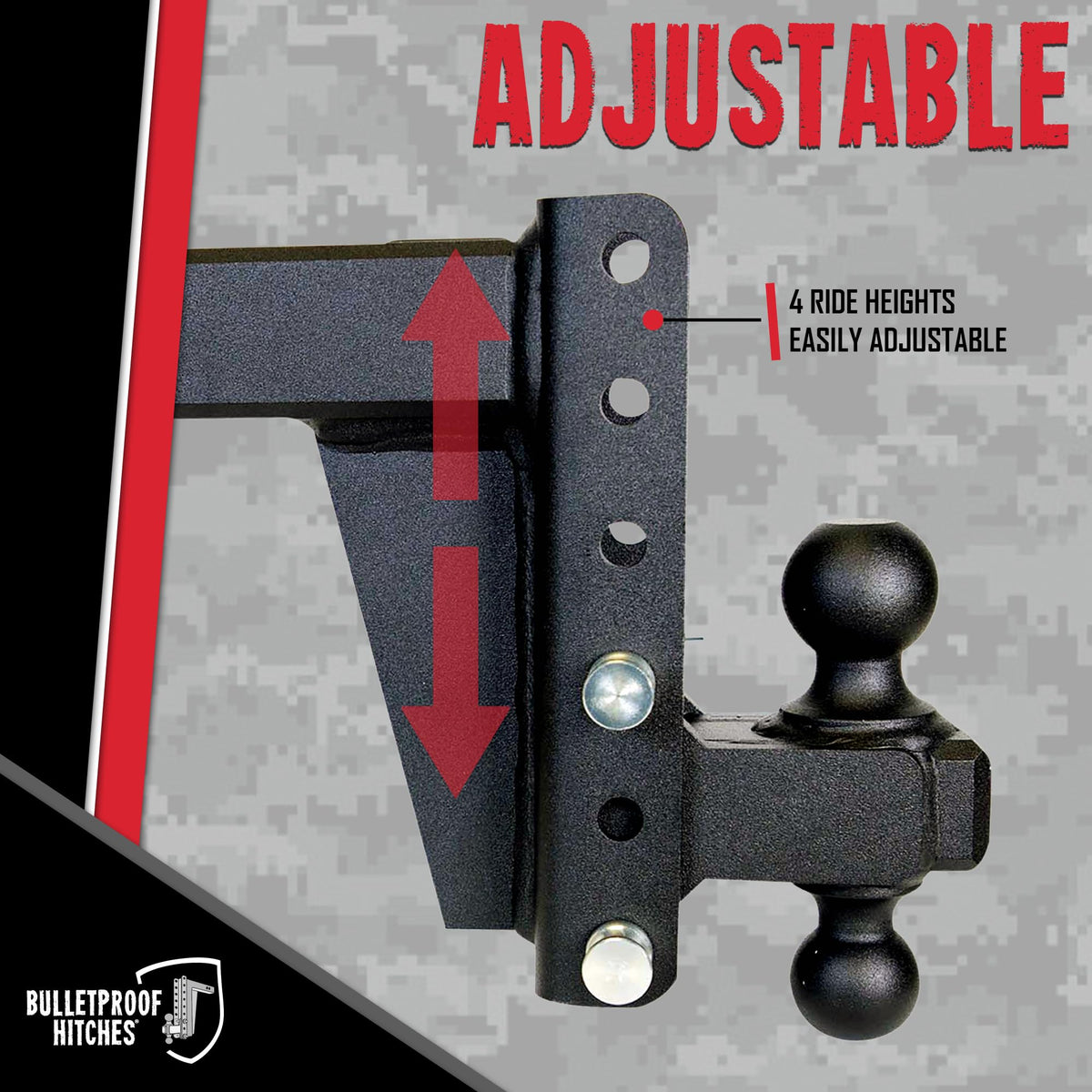 BulletProof Hitches BulletProof Hitches - 2.5" Adjustable Heavy Duty Trailer Hitch (22,000 lb. Rating) - 6" - Outdoor Depot
