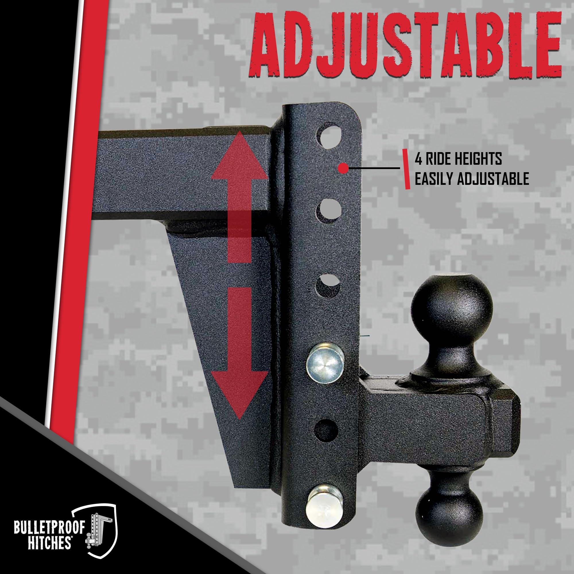 BulletProof Hitches BulletProof Hitches - 2.5" Adjustable Heavy Duty Trailer Hitch (22,000 lb. Rating) - 6" - Outdoor Depot