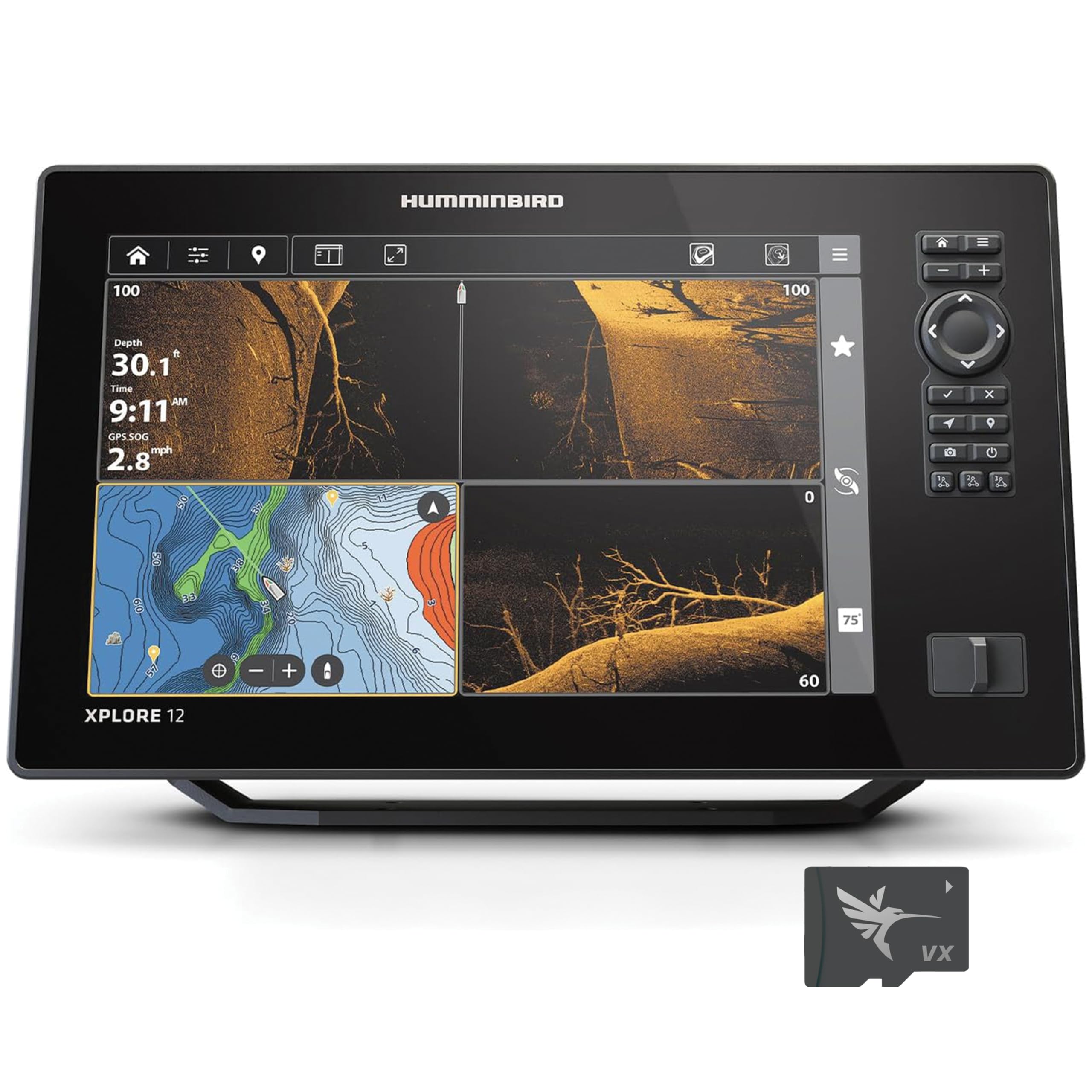 Humminbird Humminbird XPLORE 12 GPS Fish Finder, MEGA Side Imaging+ & HD Touchscreen (Control Head Only) - Outdoor Depot
