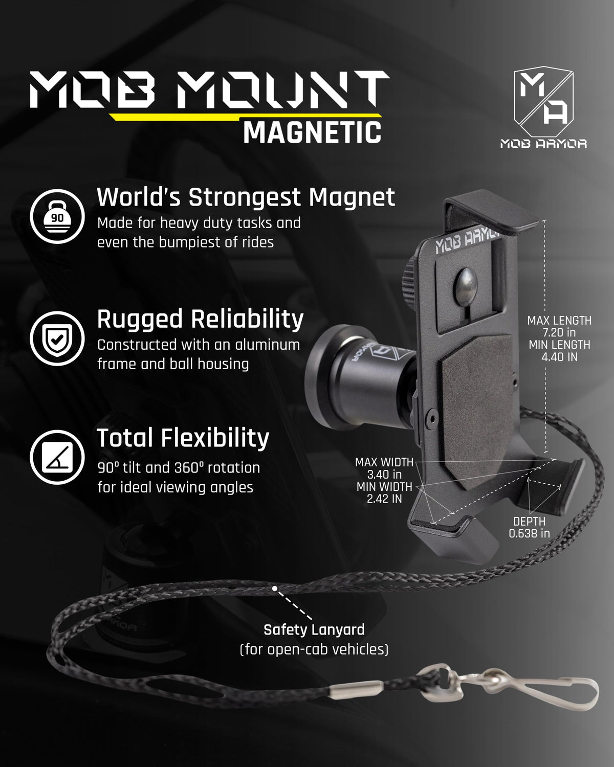 Mob Armor Mob Armor Heavy Duty Magnetic Phone Mount for Car - Universal Car Phone Holder for iPhone & - Outdoor Depot