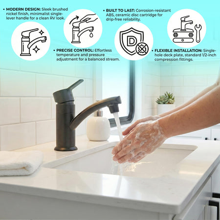 Dura Faucet Dura Faucet (DF-PL200M-MB) RV Streamline Single Lever Lavatory Faucet – Matte Black, 1-Hole - Outdoor Depot