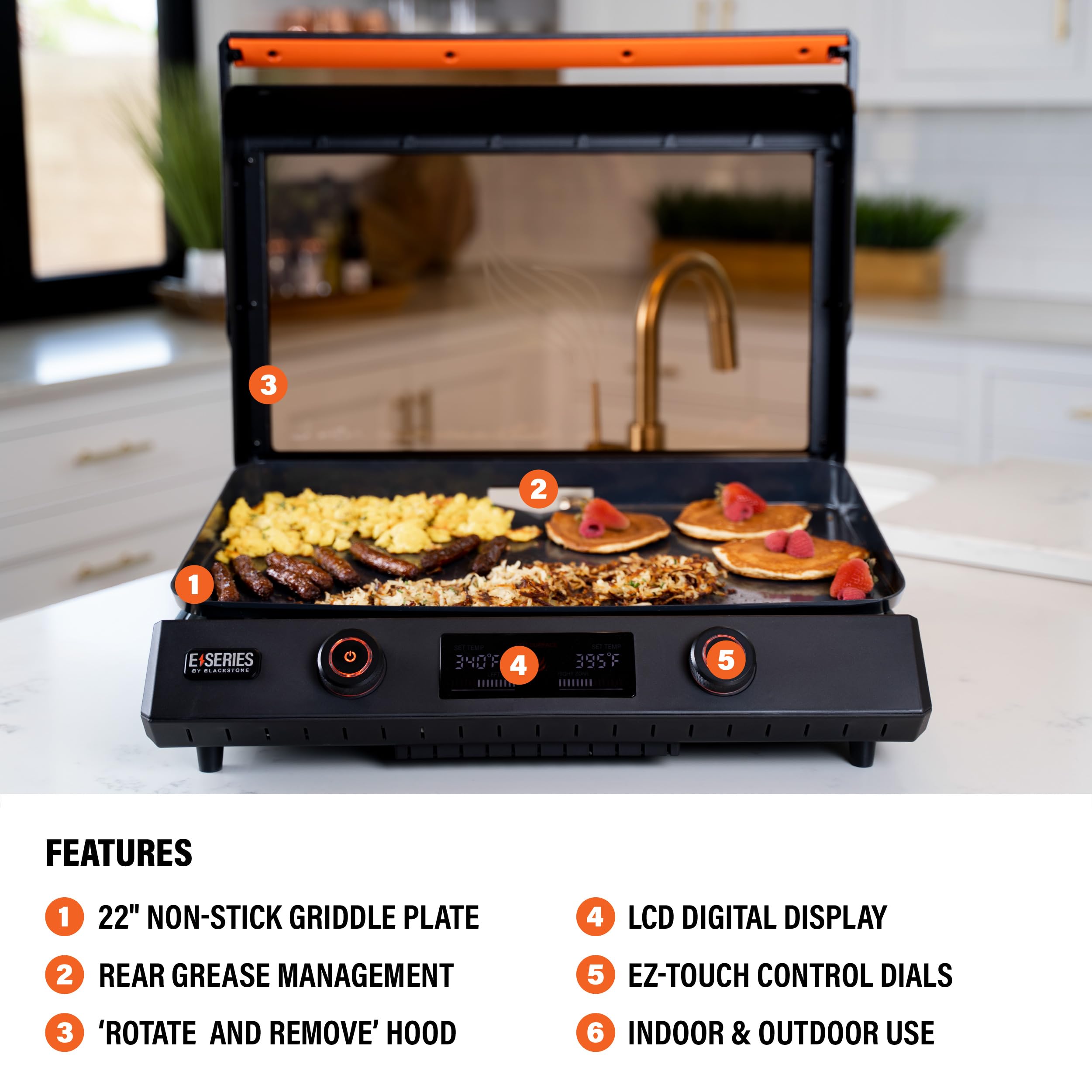 BLACKSTONE Blackstone 22-Inch Electric Griddle - 1600W Non Stick Ceramic Titanium Coated Stainless Steel - Outdoor Depot