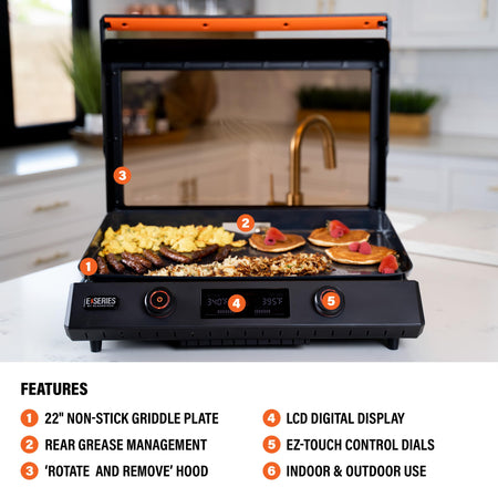 BLACKSTONE Blackstone 22-Inch Electric Griddle - 1600W Non Stick Ceramic Titanium Coated Stainless Steel - Outdoor Depot