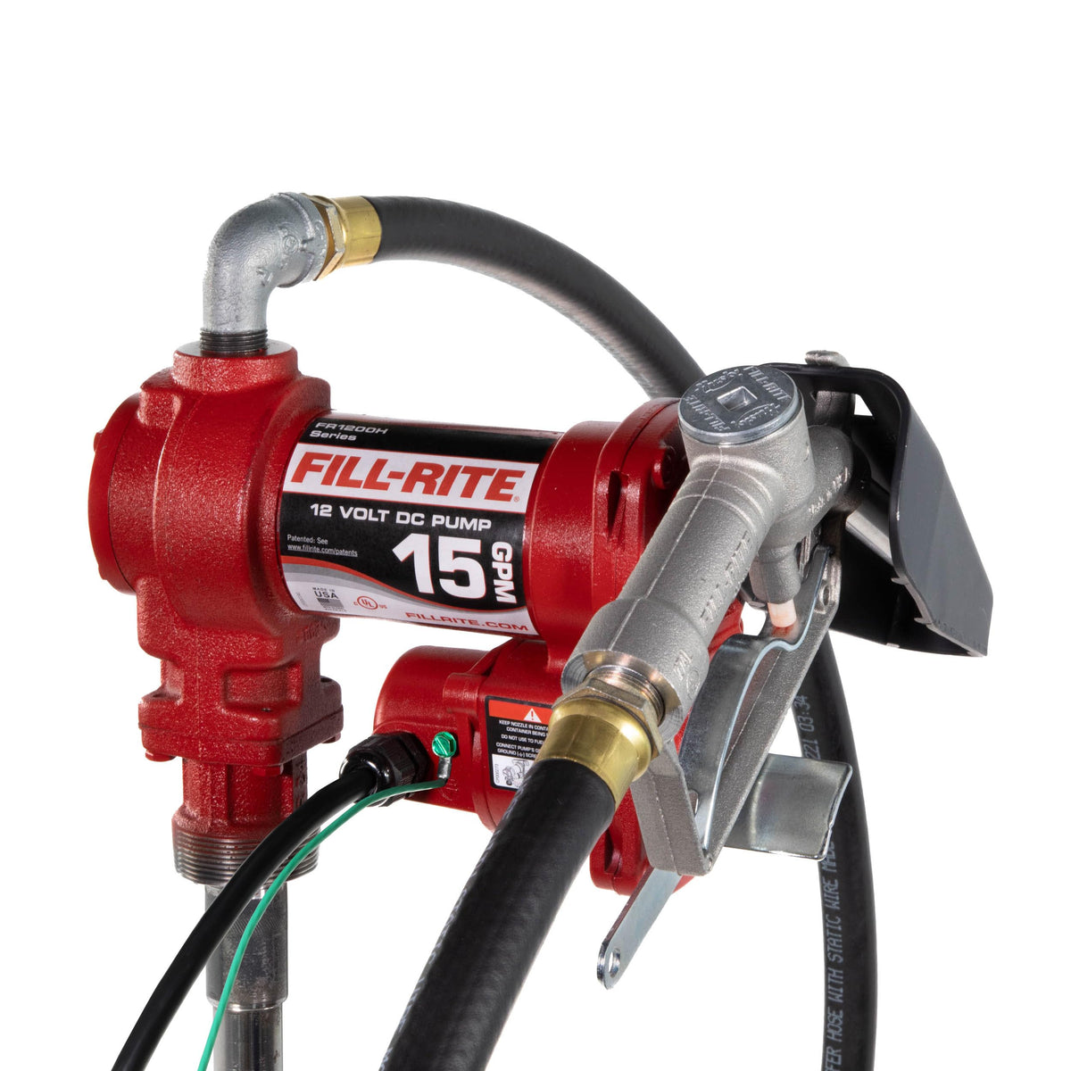 Fill-Rite Fill-Rite FR1210H 12V 15 GPM Fuel Transfer Pump with Discharge Hose & Manual Nozzle | Gasoline, - Outdoor Depot