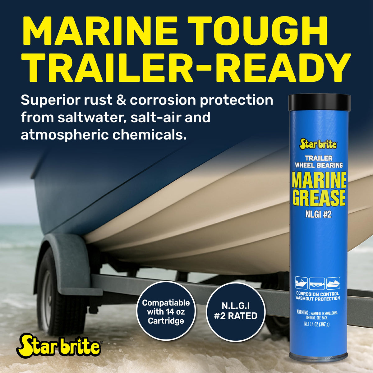 STAR BRITE STAR BRITE Wheel Bearing Grease - Boat Trailer Marine Grade - 14 OZ Grease Gun Cartridge (026014) - Outdoor Depot
