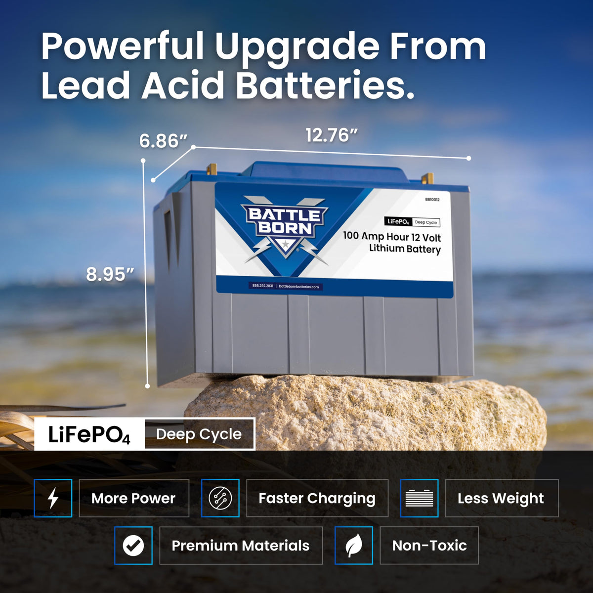 Battle Born Batteries 100Ah 12V Heated Lithium-Ion (LiFePO4) RV, Marine, Solar, & Off Grid Battery - - Outdoor-Depot.us
