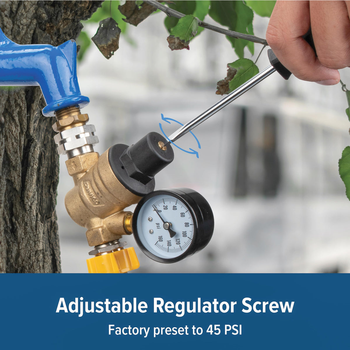 Camco Camco Adjustable RV/Marine Brass Water Pressure Regulator | Help Stop Damage to RV/Marine Appliances, - Outdoor Depot