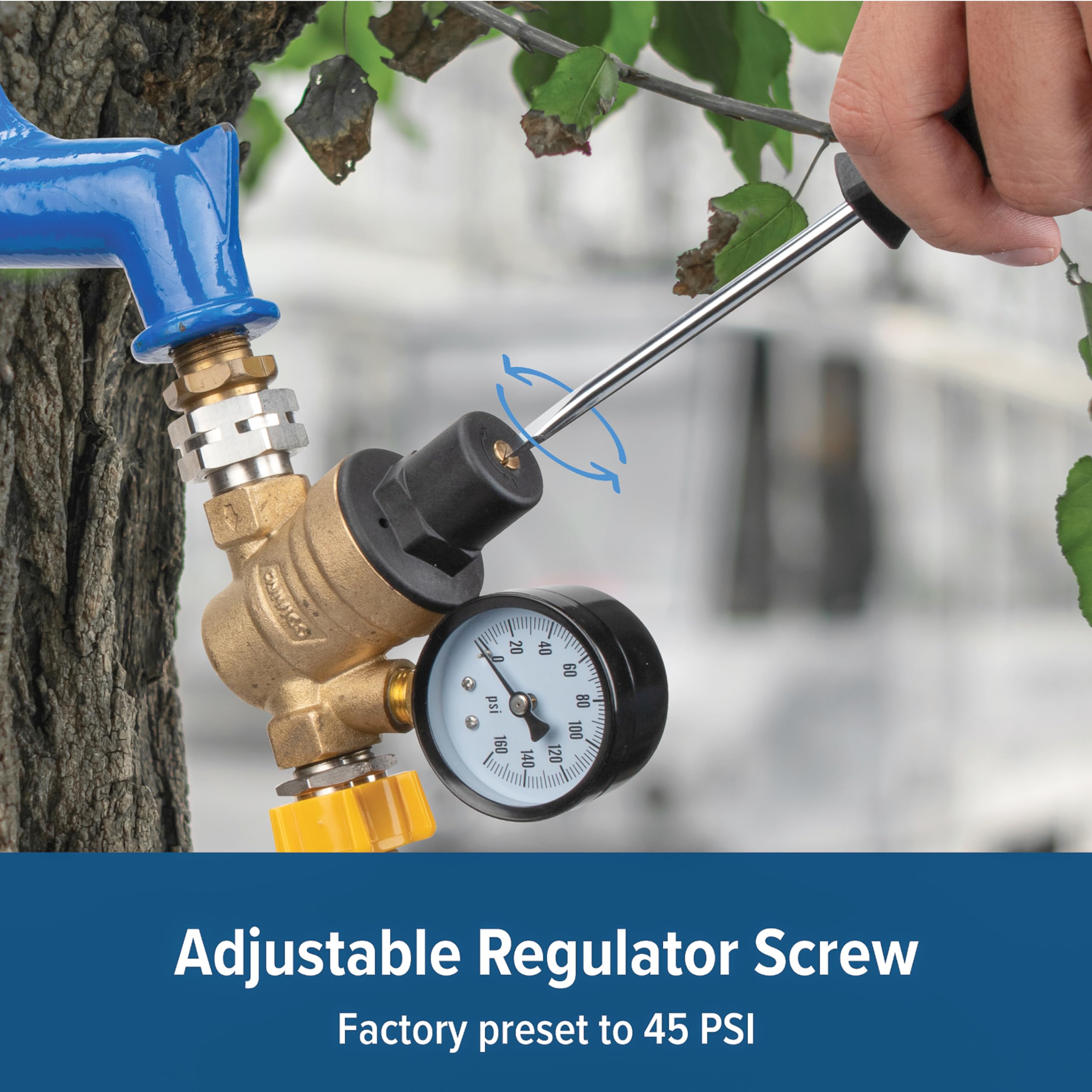 Camco Camco Adjustable RV/Marine Brass Water Pressure Regulator | Help Stop Damage to RV/Marine Appliances, - Outdoor Depot