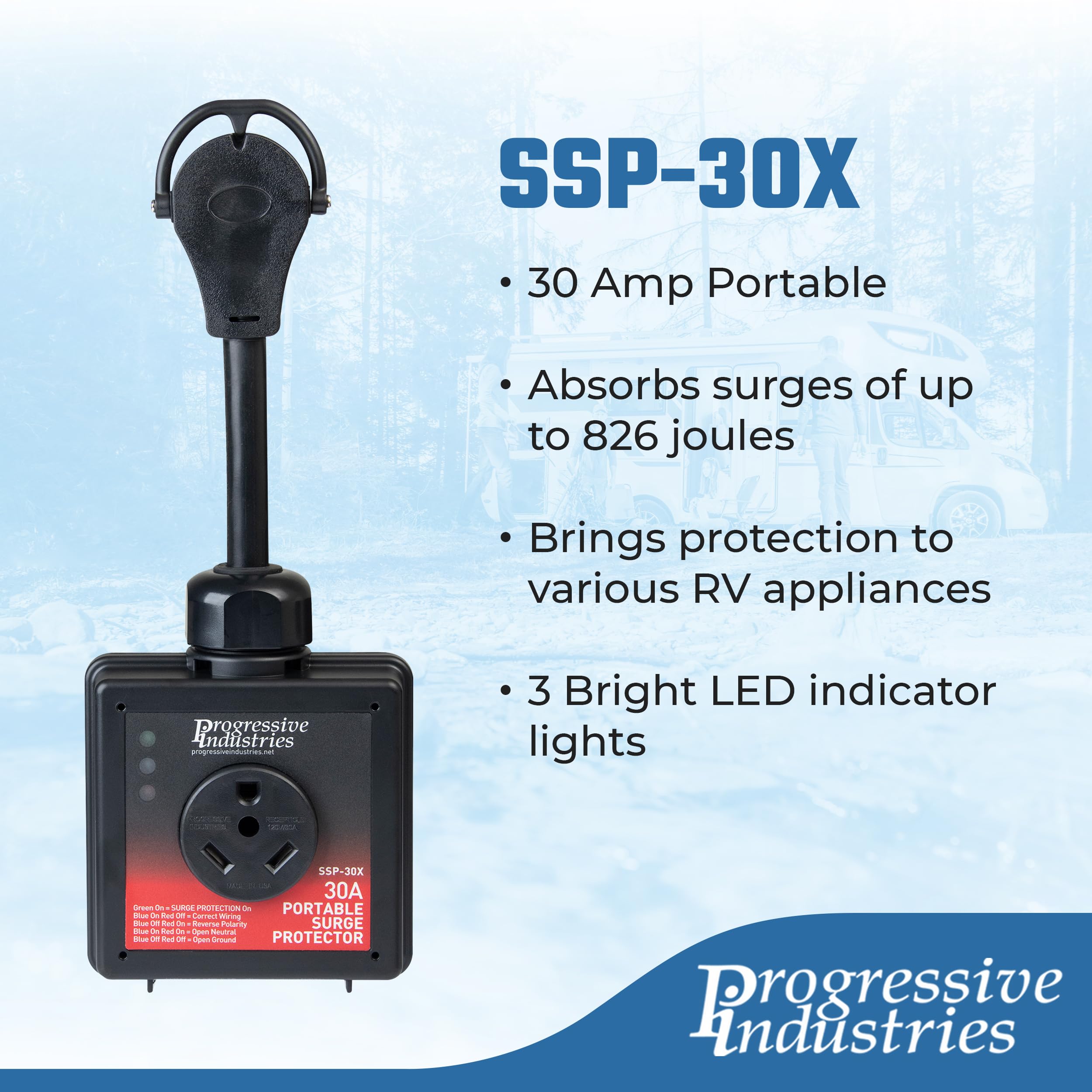 Progressive Industries Progressive Industries SSP-30X Portable RV Smart Surge Protector, Black, 30 Amp - Outdoor Depot