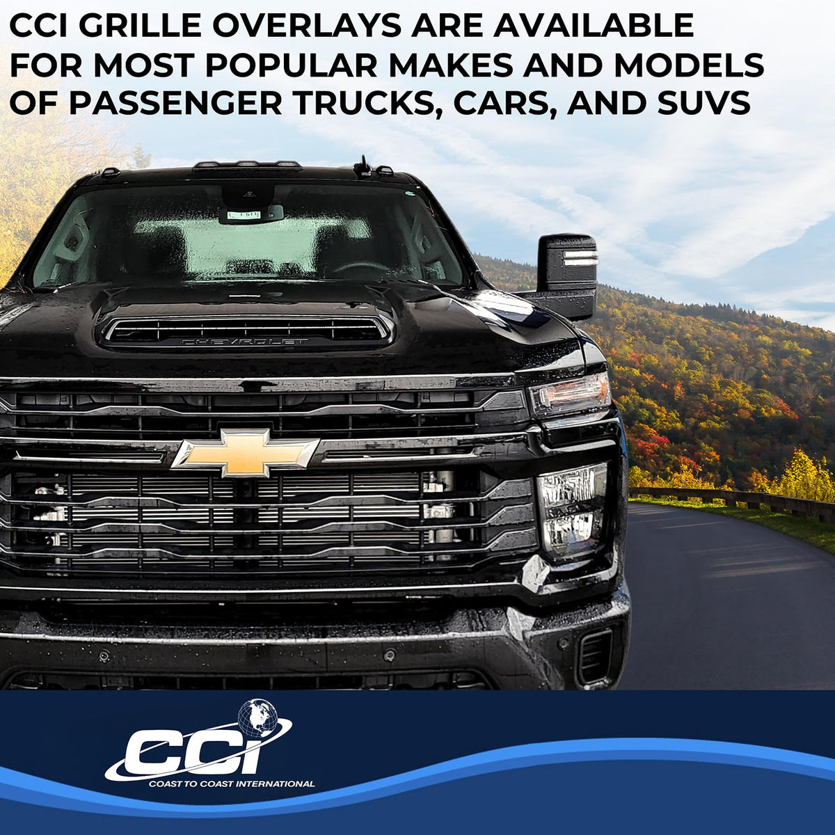 Coast to Coast International CCI Grille Insert GI208BLK, Tape-On Overlay, 4 Piece, Gloss Black, ABS Plastic, - Outdoor Depot