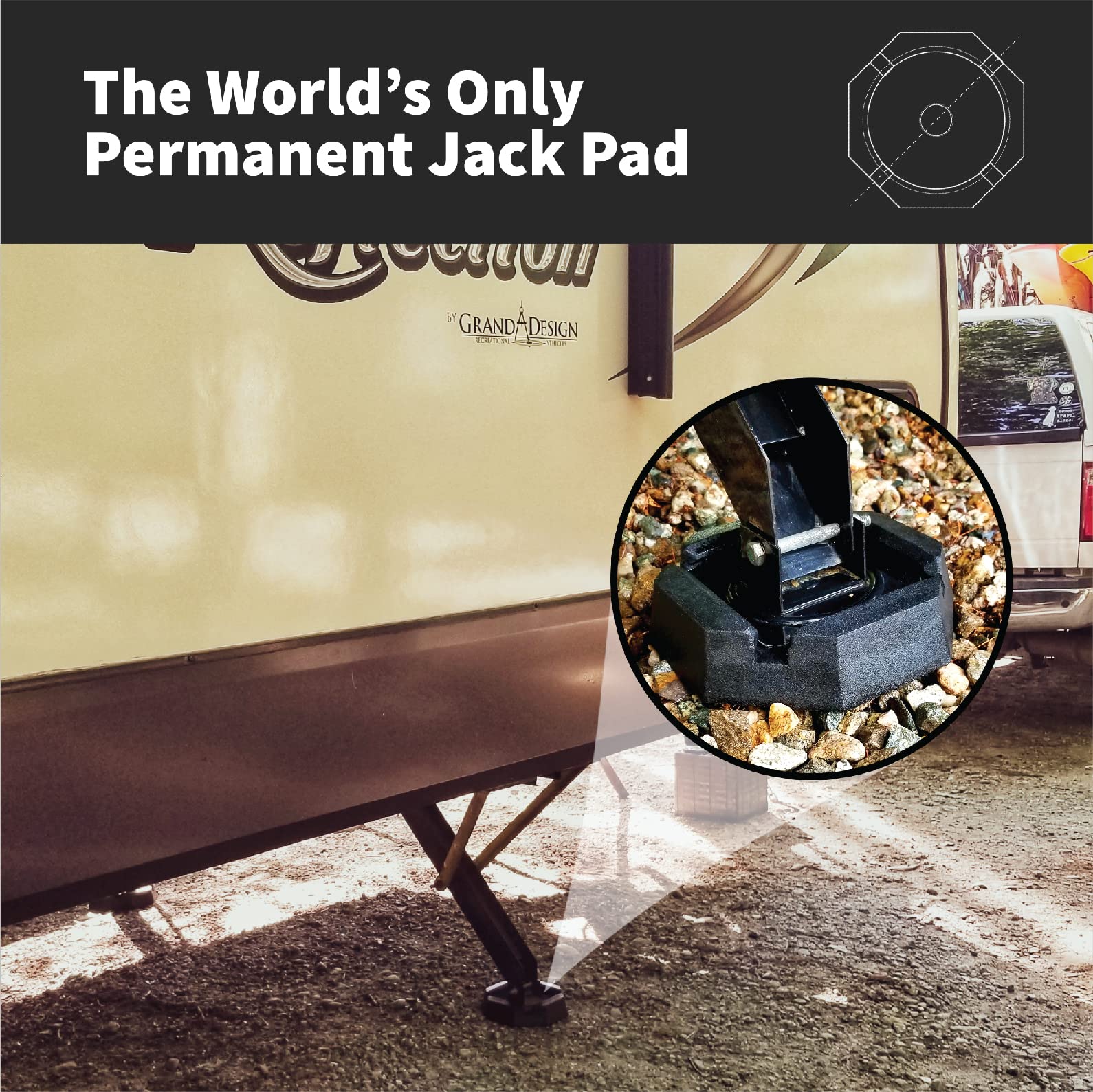 SnapPad SnapPad Xtra RV Leveling Pads - Permanent Jack Stabilizers for RVs - 5" Square Leveling Jack Pads - Outdoor Depot