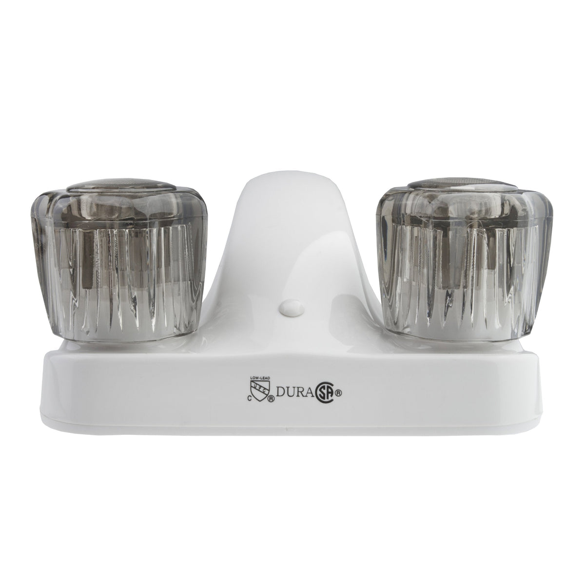 Dura Faucet Dura Faucet DF-PL700S-WT RV Bathroom Faucet with Smoked Acrylic Knobs (White) - Outdoor Depot