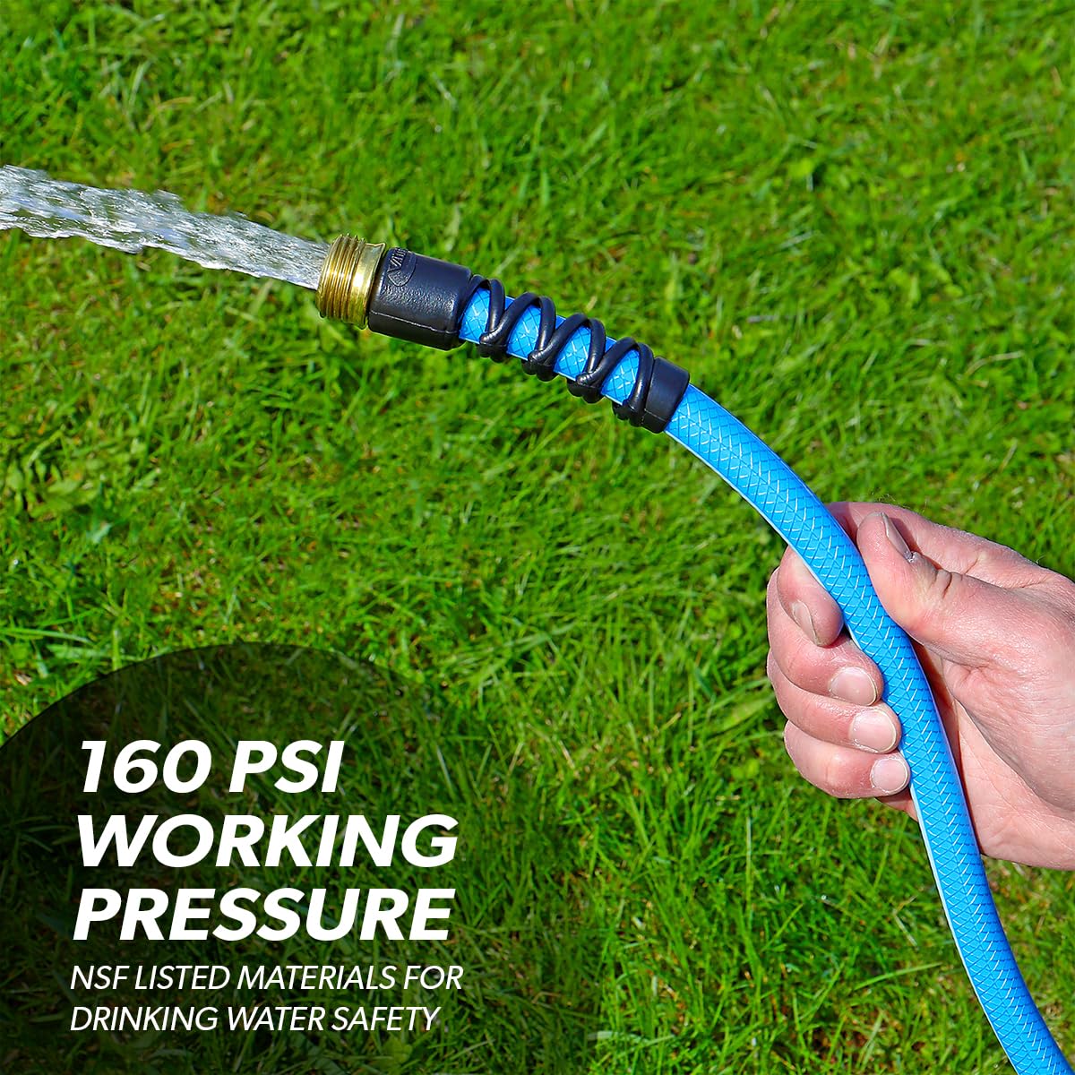 Valterra Valterra W01-8048 AquaFresh High Pressure Drinking Water Hose with Hose Savers - 1/2" x 4', Blue - Outdoor Depot