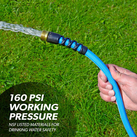 Valterra Valterra W01-8120 AquaFresh High Pressure Drinking Water Hose with Hose Savers - 1/2" x 10', Blue - Outdoor Depot